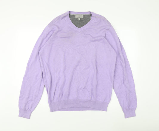 Marks and Spencer Men's Purple Cotton Pullover Jumper L