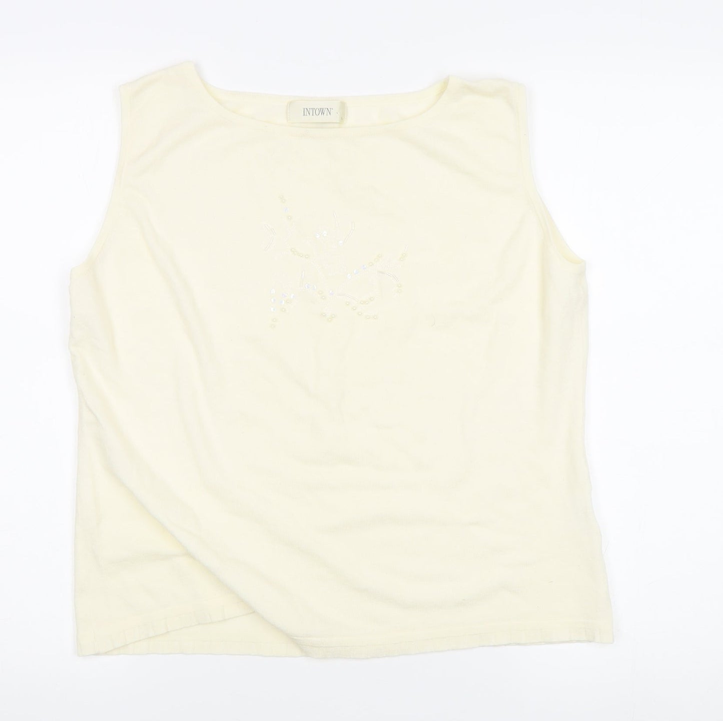 INTOWN Women's Ivory Round Neck Tank Size L