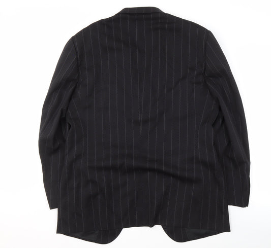 Pal Zileri Men's Black Striped Wool Blazer Size UK 42R