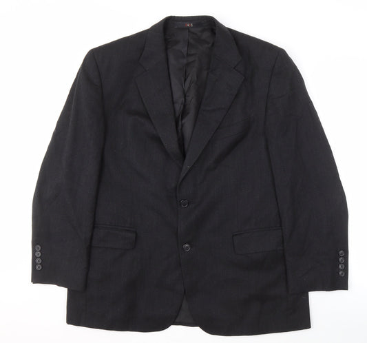 DAKS Men's Black Short Wool Blazer, 42S, Formal Style