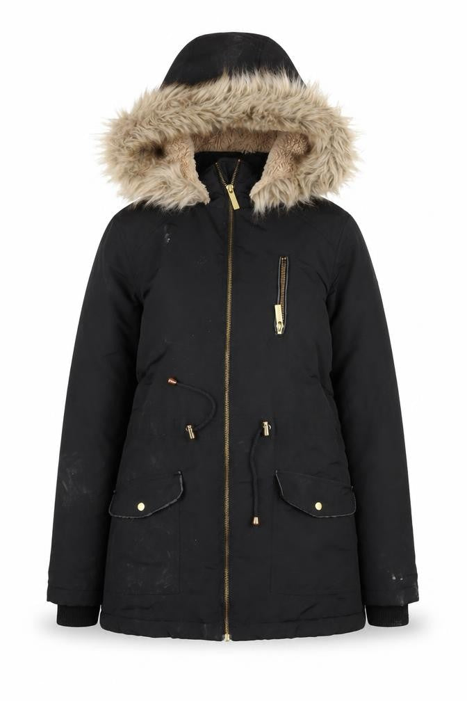 Oasis Women's Black Parka Coat XS, Winter Warmth