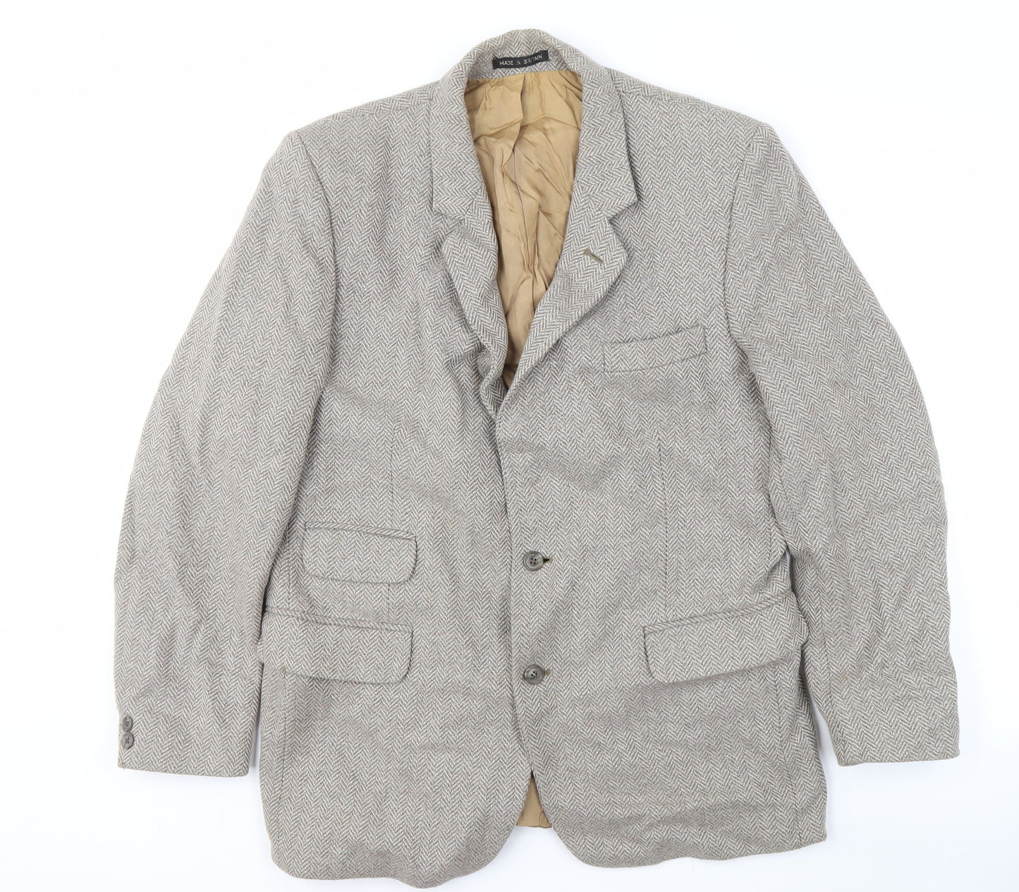 Dunn & Co Men’s Grey Herringbone Wool Blazer 42R