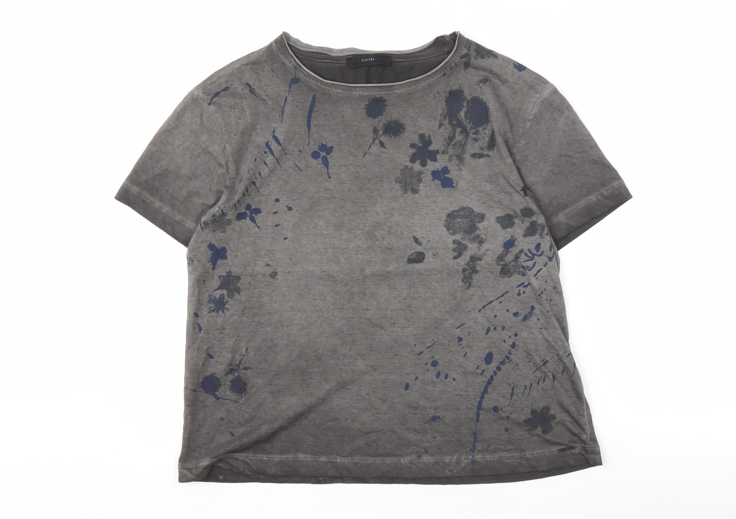Diesel Men's Grey XS Floral Cotton T-Shirt