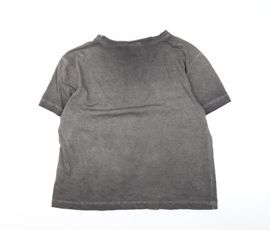Diesel Men's Grey XS Floral Cotton T-Shirt