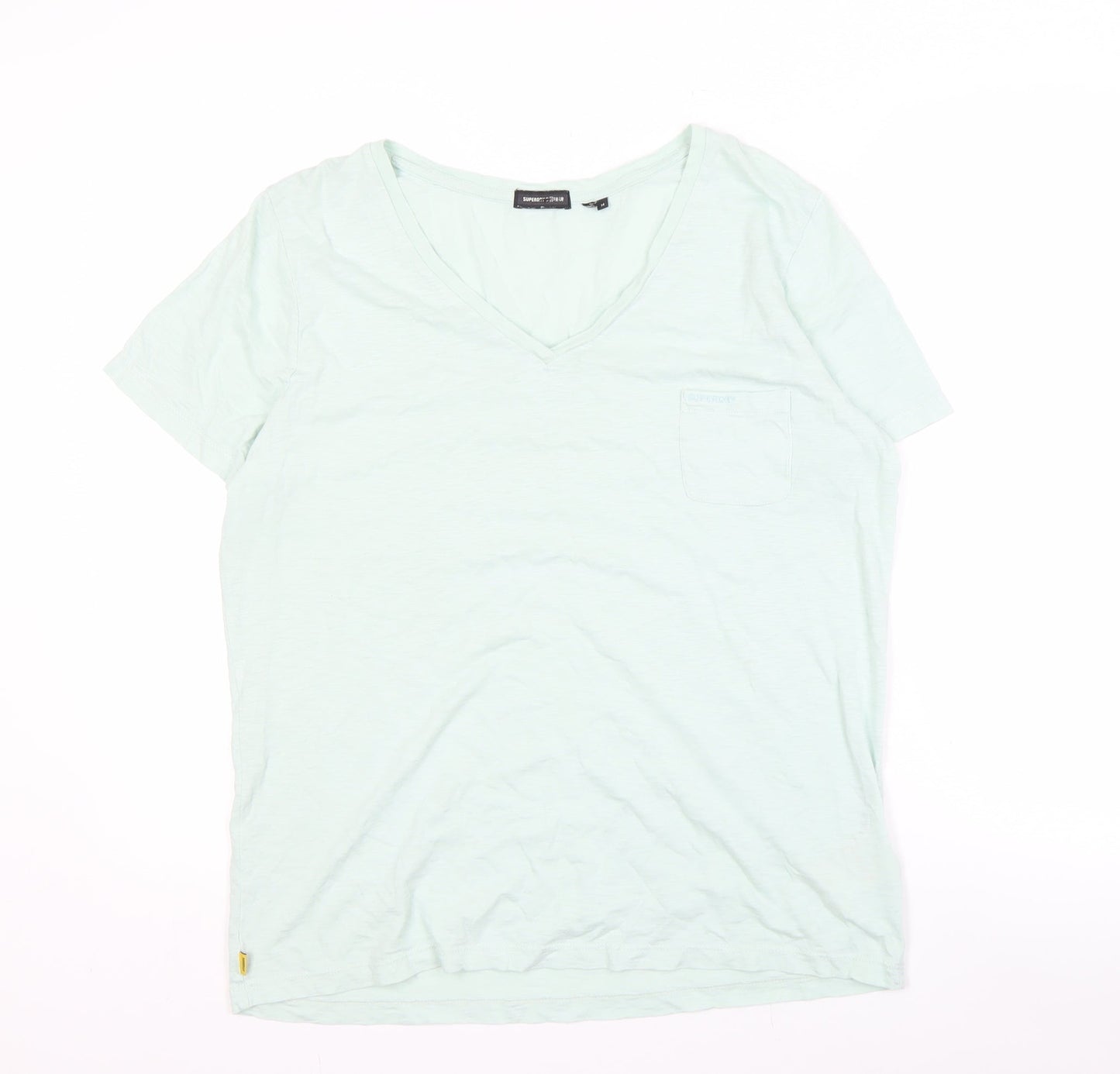Superdry Women’s Green V-Neck T-Shirt Size 14