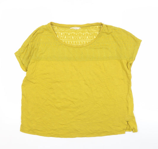 White Stuff Women's Yellow Cotton T-Shirt Size 14