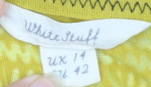 White Stuff Women's Yellow Cotton T-Shirt Size 14
