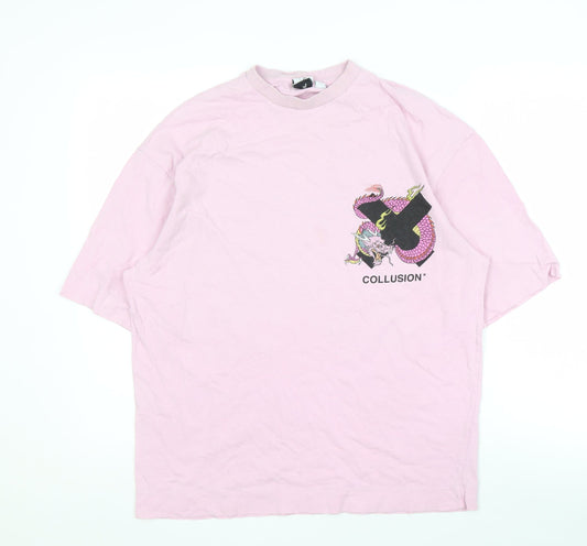 Collusion Men's Pink Anime Dragon Graphic T-Shirt, Size 32