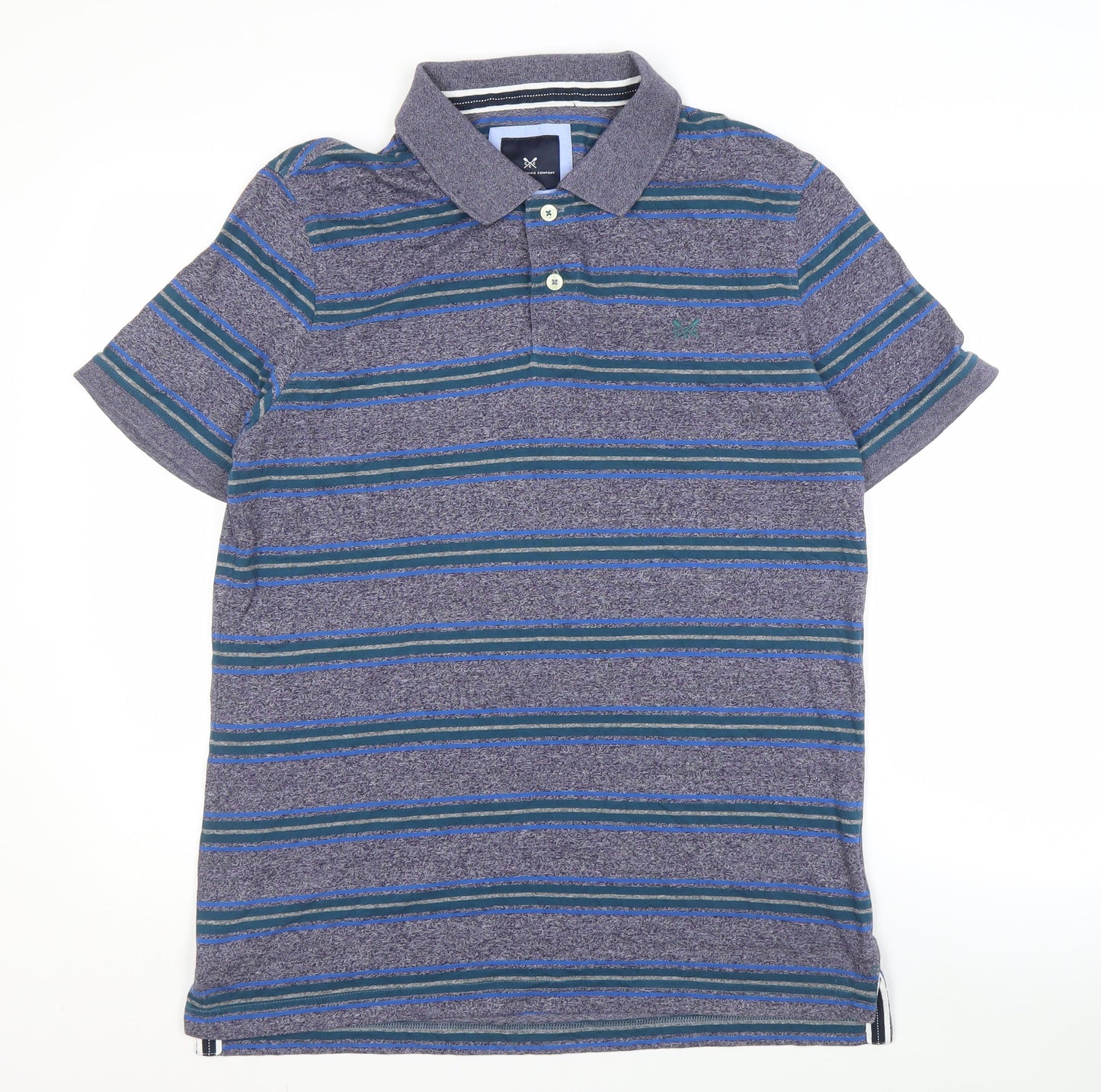 Crew Clothing Company Men's Blue Striped Polo Shirt L