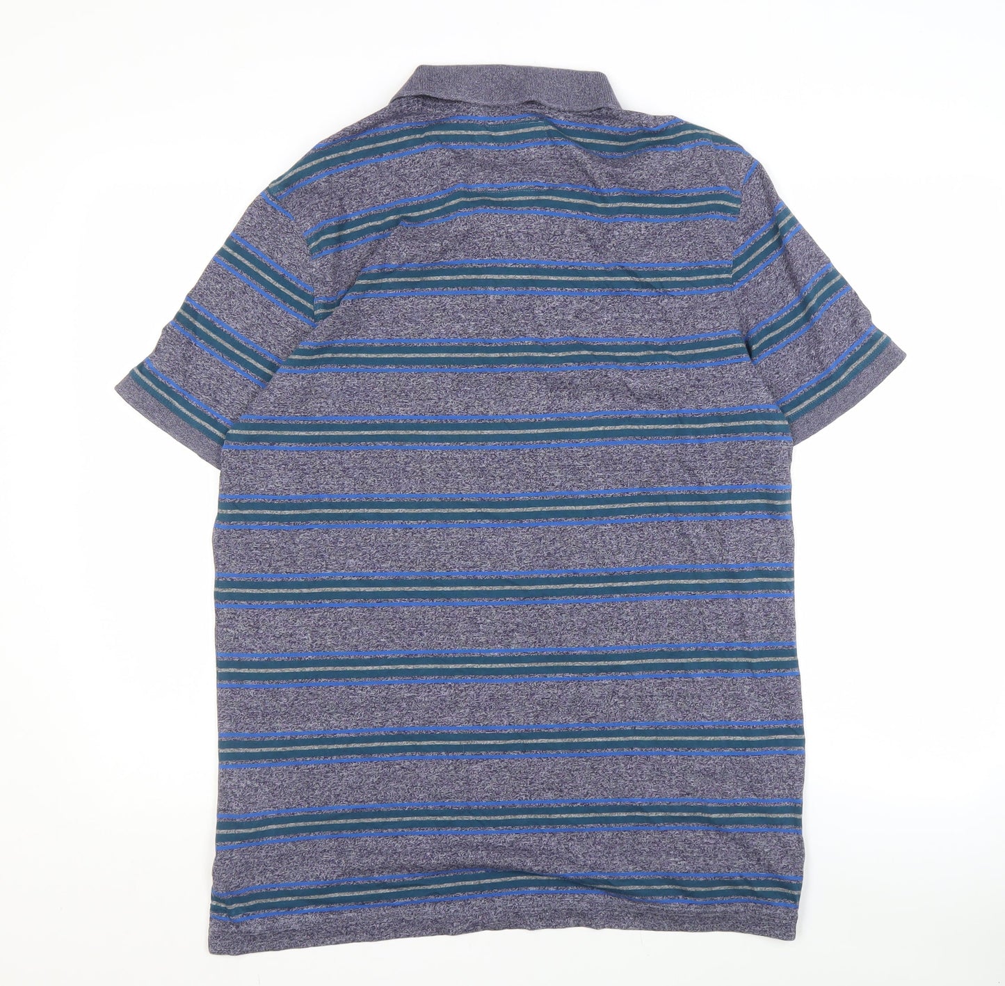 Crew Clothing Company Men's Blue Striped Polo Shirt L