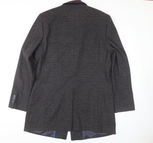 Broadstone Bros Men's Grey L Check Overcoat, Size L