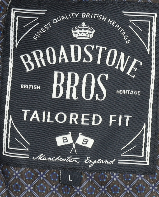 Broadstone Bros Men's Grey L Check Overcoat, Size L