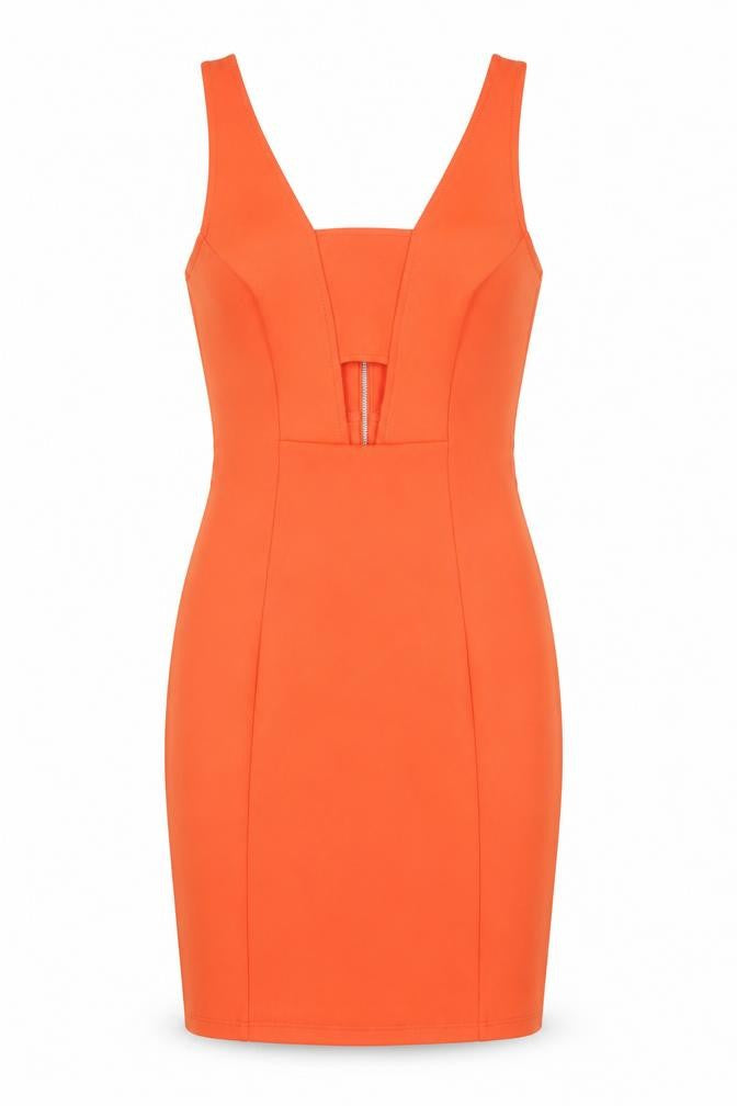 Topshop Orange Bodycon Mini Dress - Size 8, Party Wear