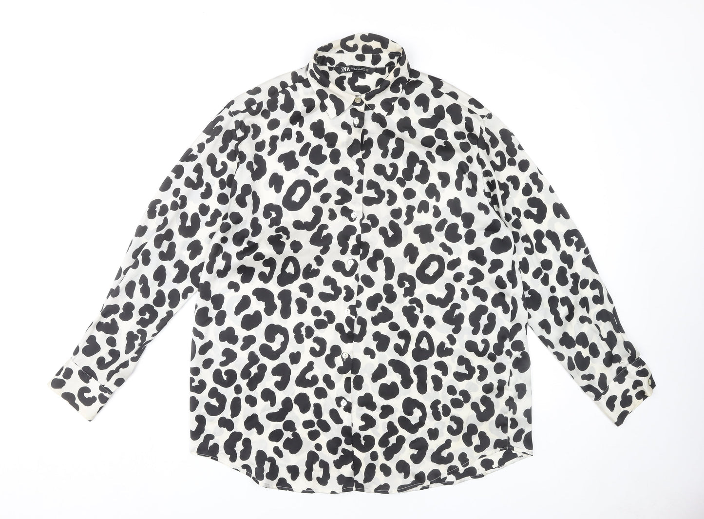 Zara Women's Animal Print Button-Up Shirt - Size 12