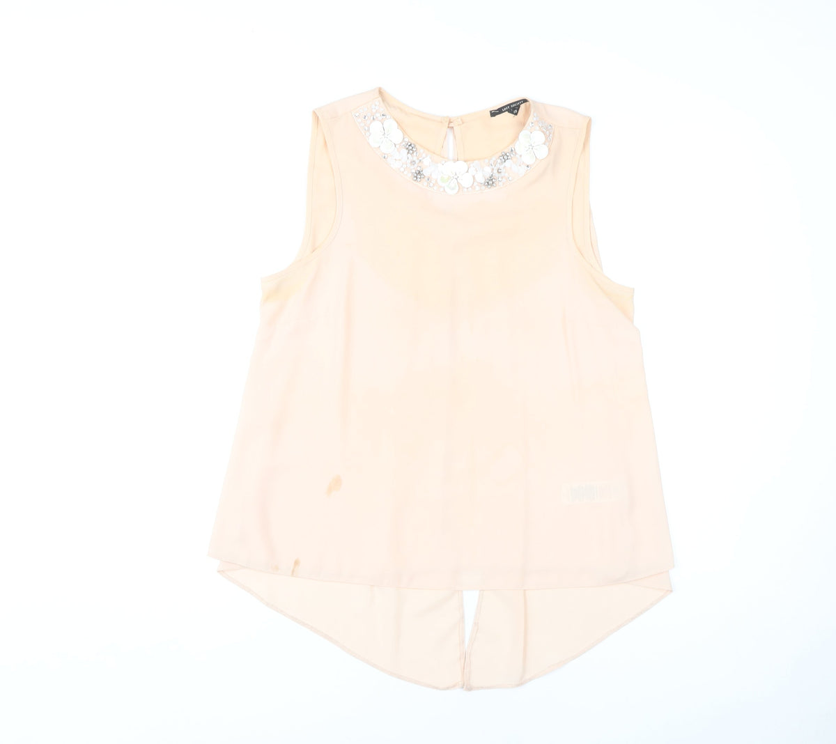 New Look Women's Beige Beaded Sleeveless Blouse 12
