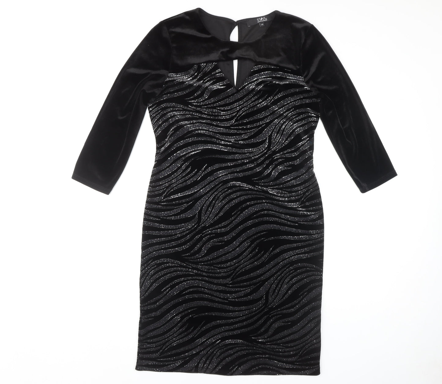 Star by Julien Macdonald Women's Black Glitter Bodycon Dress