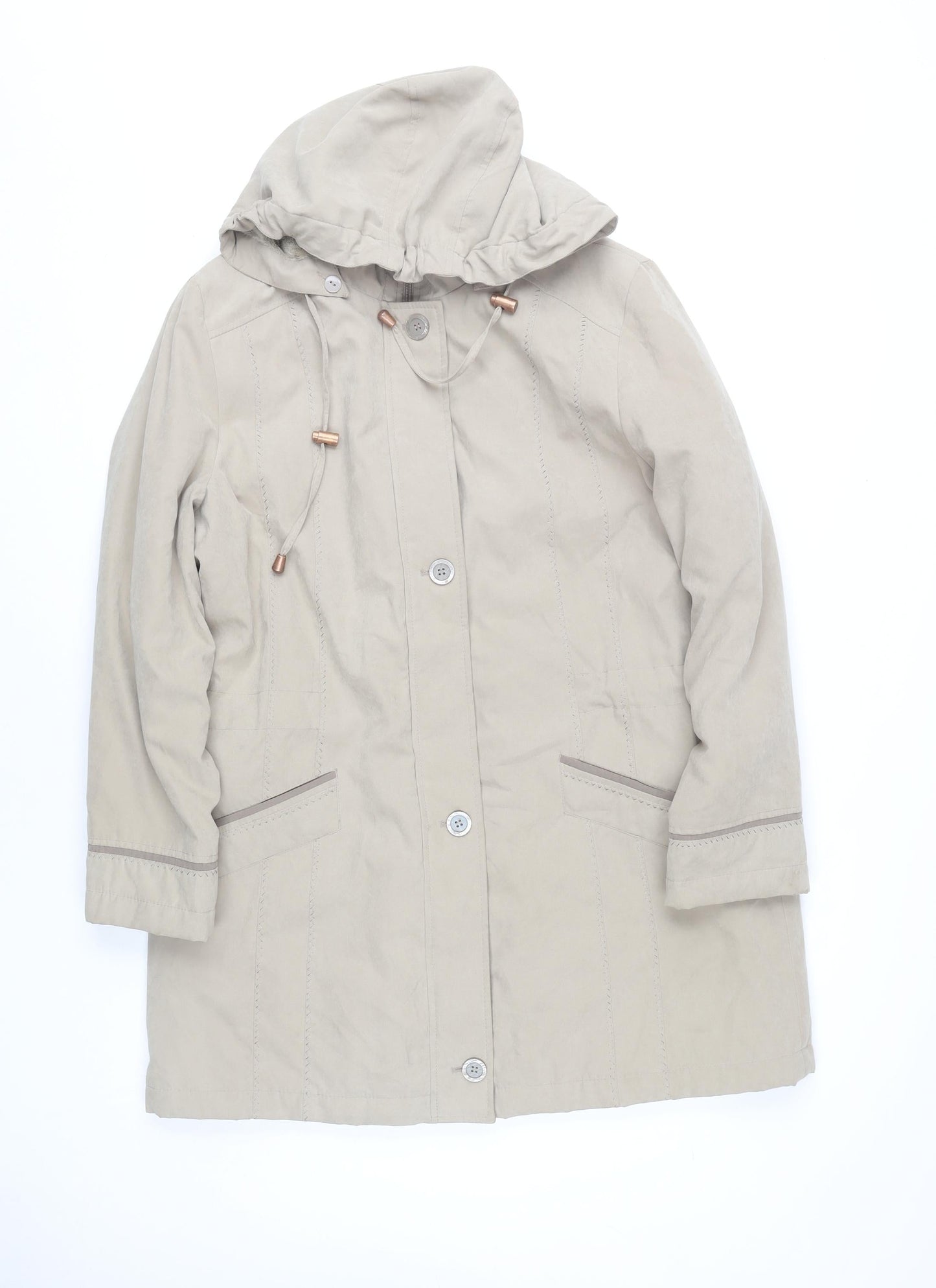 Bonmarché Women's Beige Rain Coat Medium Long Hooded