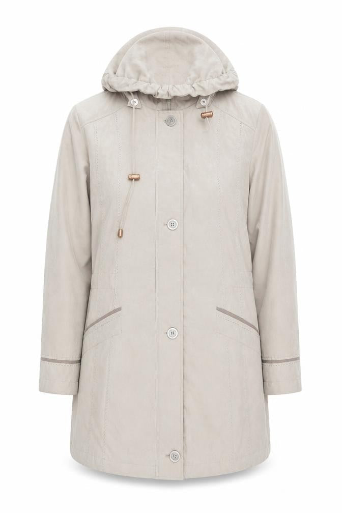 Bonmarché Women's Beige Rain Coat Medium Long Hooded