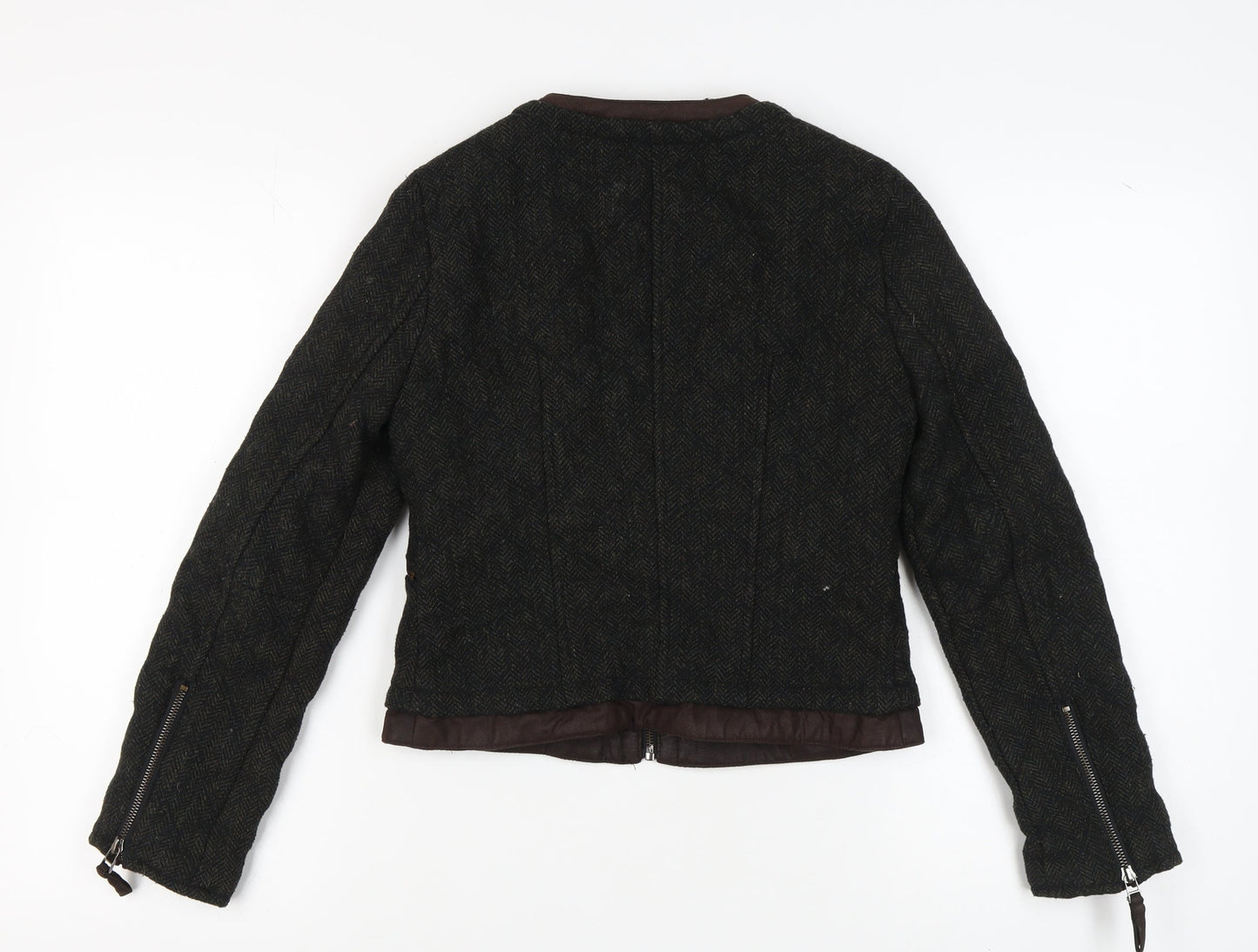 Zara Women Black Tweed Quilted Jacket Size S