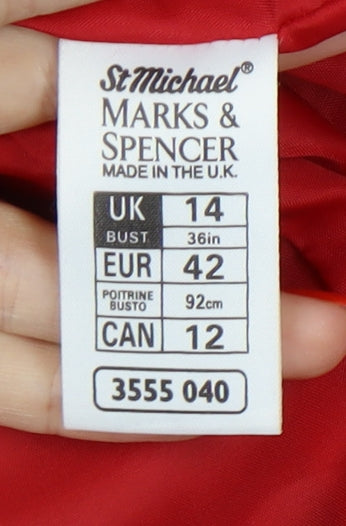 Marks and Spencer Women's Red Wool Pea Coat Size 14