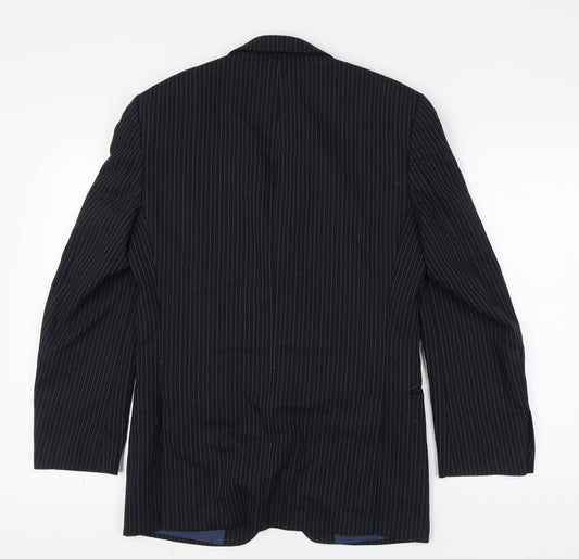 Marks & Spencer Men's Blue Striped Blazer, Size 36R Wool
