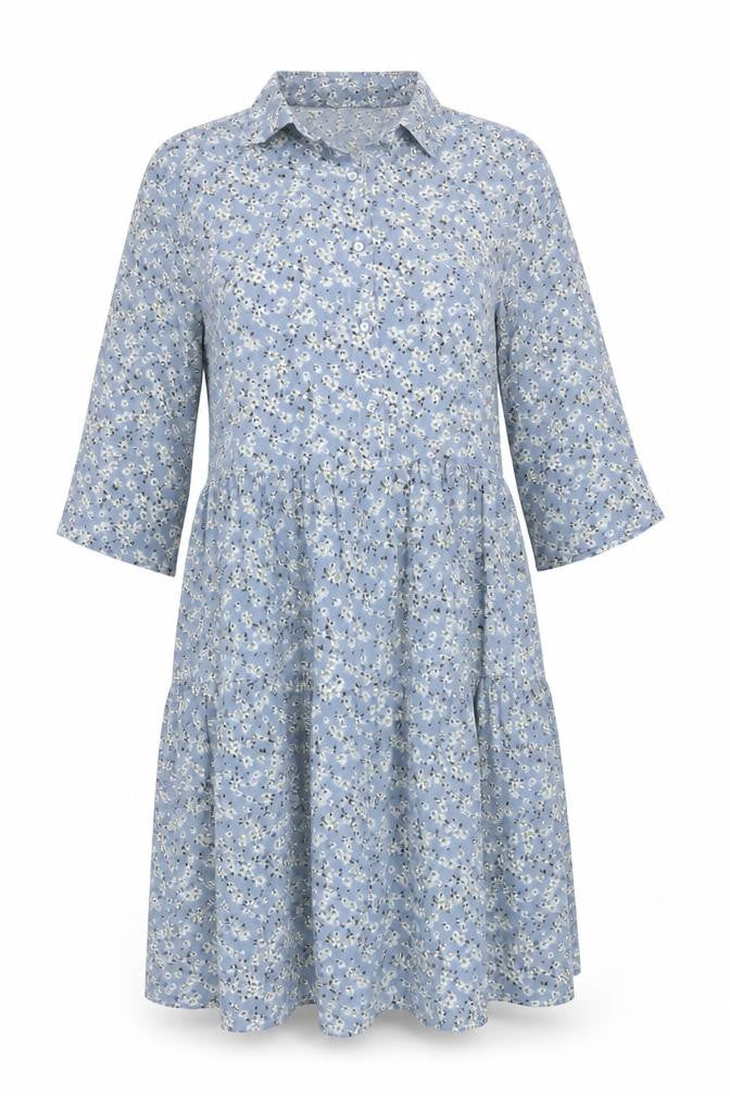 Love Sunshine Women's Blue Floral Shirt Dress