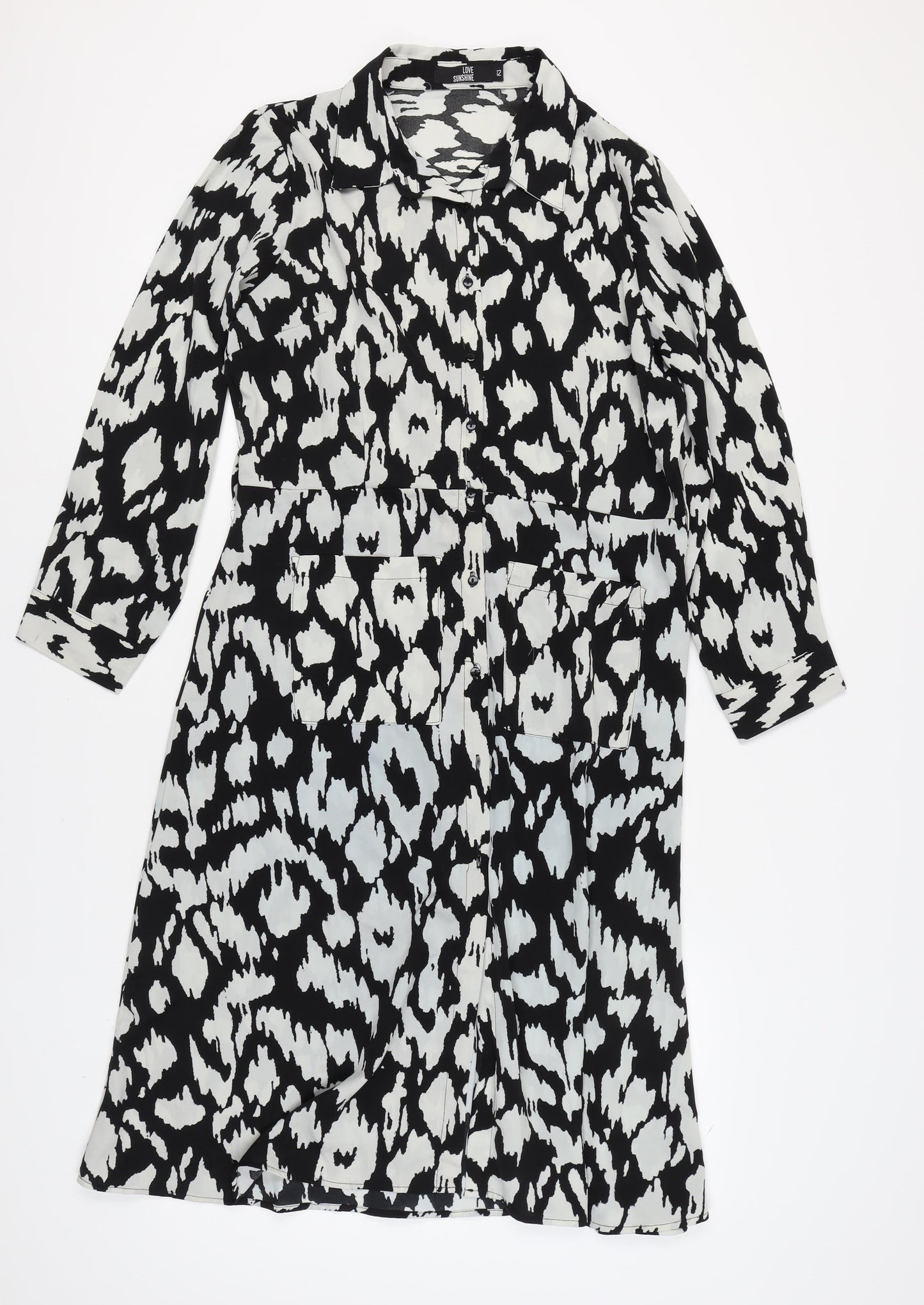 Love Sunshine Women's Black Animal Print Shirt Dress