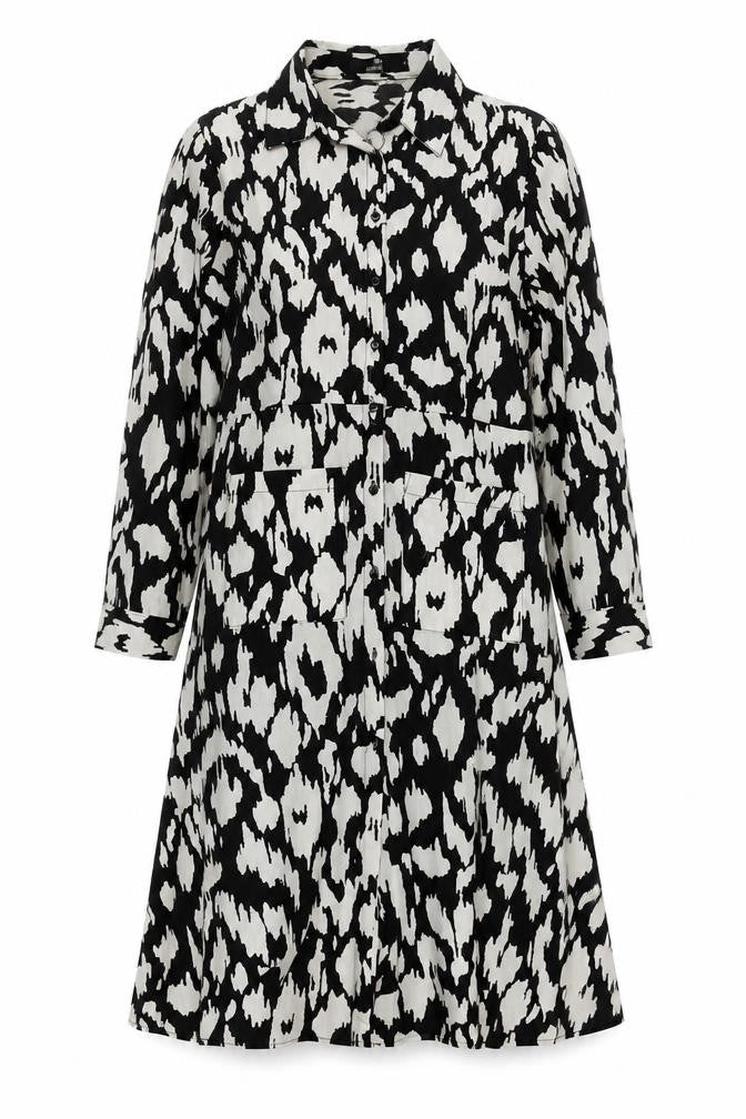 Love Sunshine Women's Black Animal Print Shirt Dress
