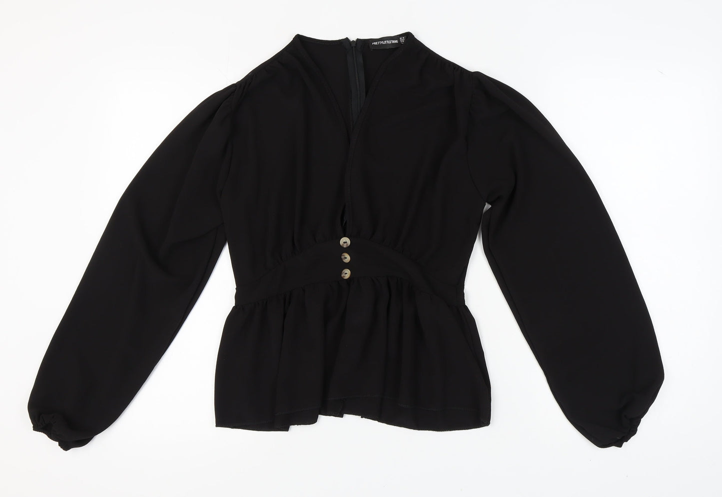 PrettyLittleThing Women's Black Blouse Size 10