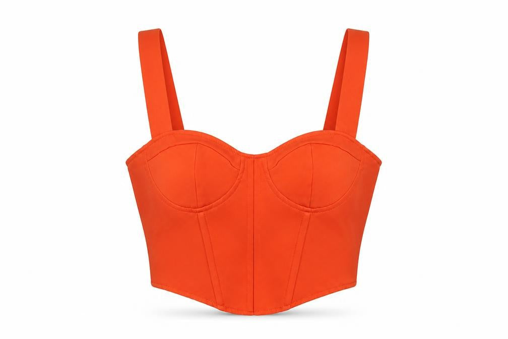PrettyLittleThing Women's Orange Cropped Tank Top, Size 8
