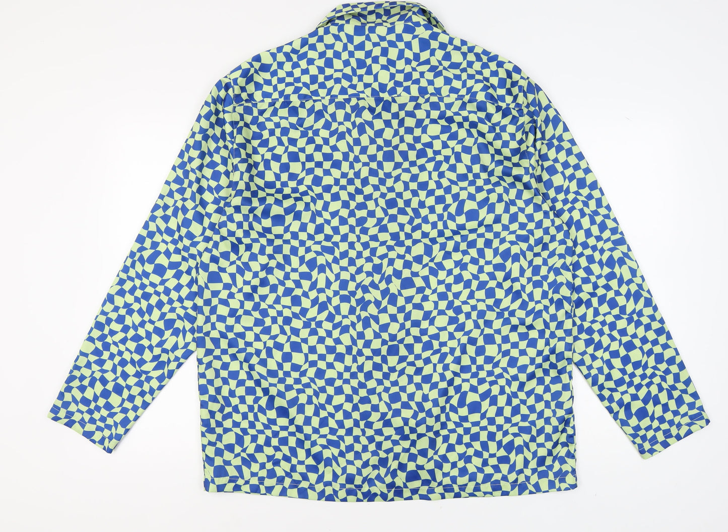 ZARA Women's Blue Geometric XL Button-Up Shirt
