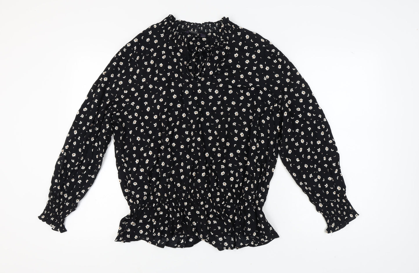 Marks and Spencer Women's Black Floral Blouse Size 18