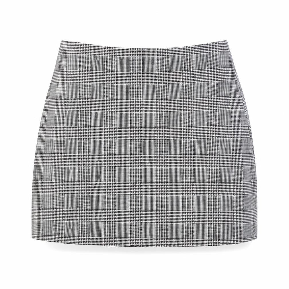 New Look Women's Check Pencil Skirt, Size 8, Black Grey