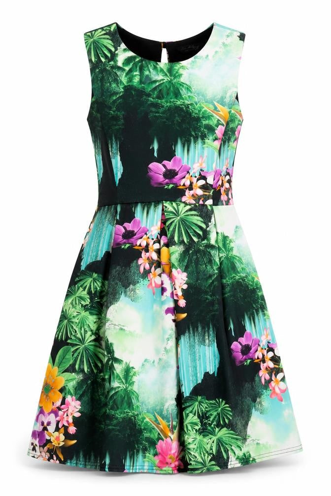 Miss Selfridge Women's Multicoloured Fit & Flare Dress