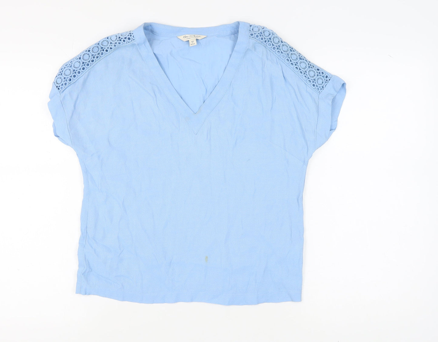 Miss Selfridge Women's Blue V-Neck Short Sleeve Top