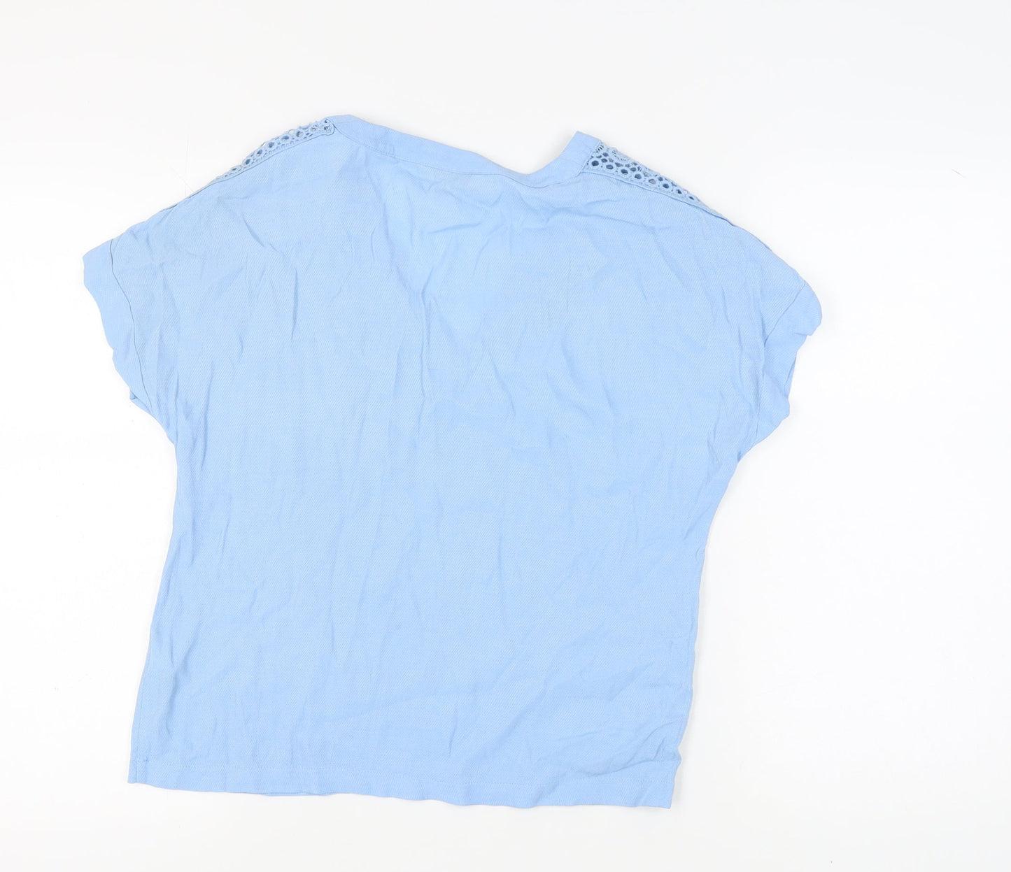 Miss Selfridge Women's Blue V-Neck Short Sleeve Top
