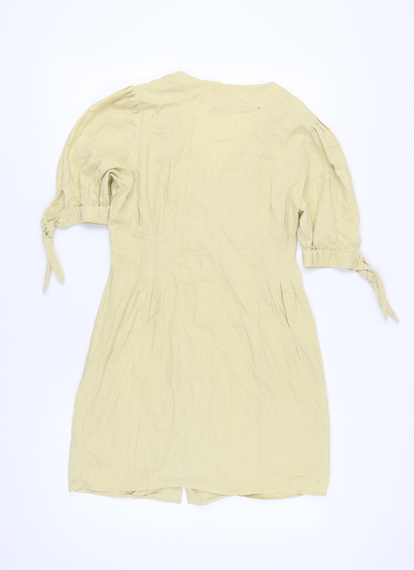 Very Women's Beige Puff Sleeve Button Dress