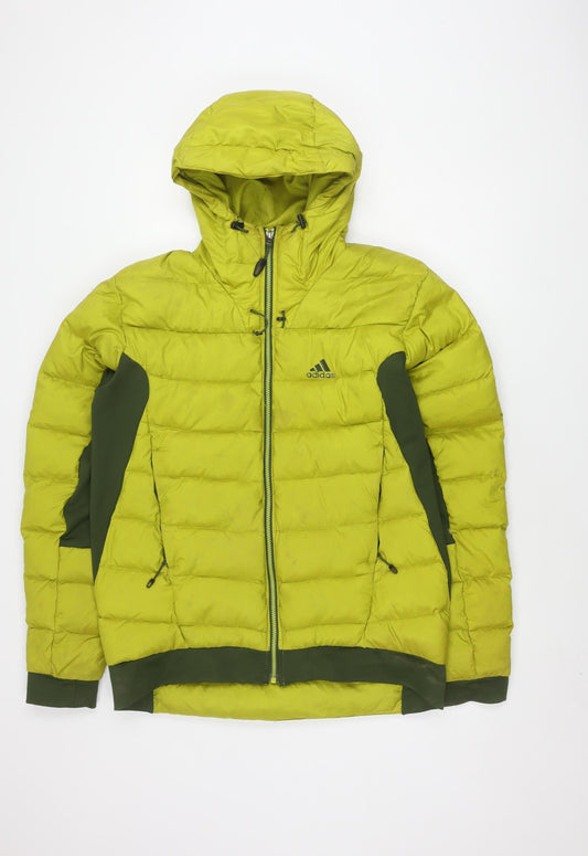 Adidas Men's Green Puffer Jacket with Hood - M
