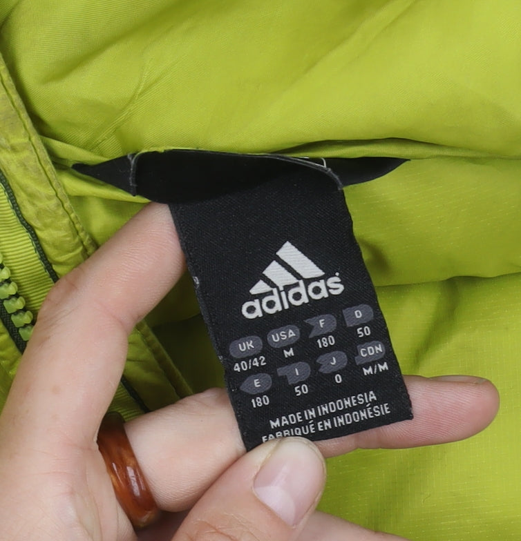 Adidas Men's Green Puffer Jacket with Hood - M