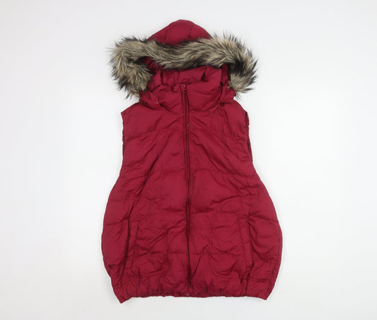 Gap Women's Red XL Puffer Waistcoat, Hooded & Insulated