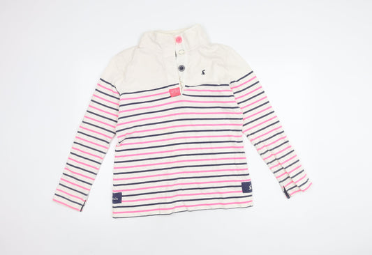 Joules Women's White Stripe Henley, Size 12