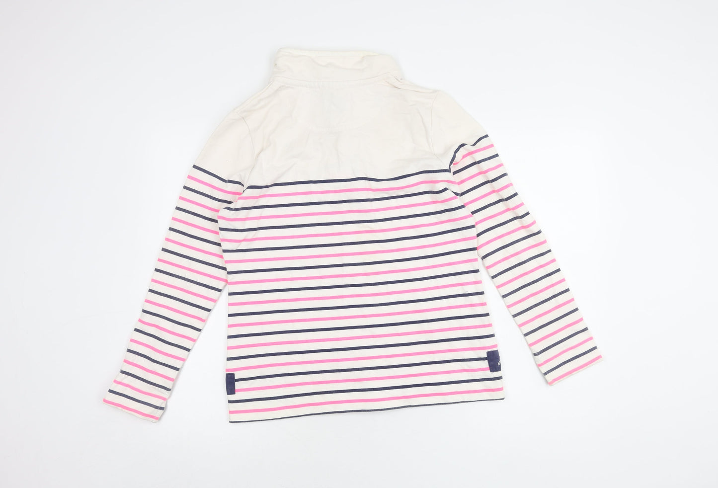 Joules Women's White Stripe Henley, Size 12