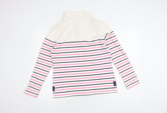 Joules Women's White Stripe Henley, Size 12