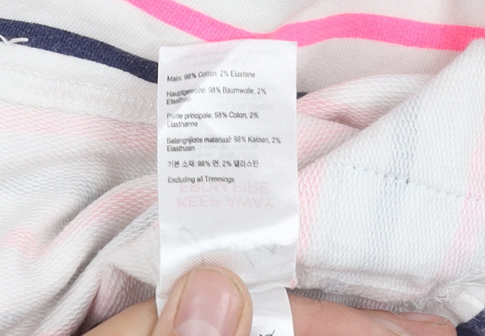 Joules Women's White Stripe Henley, Size 12