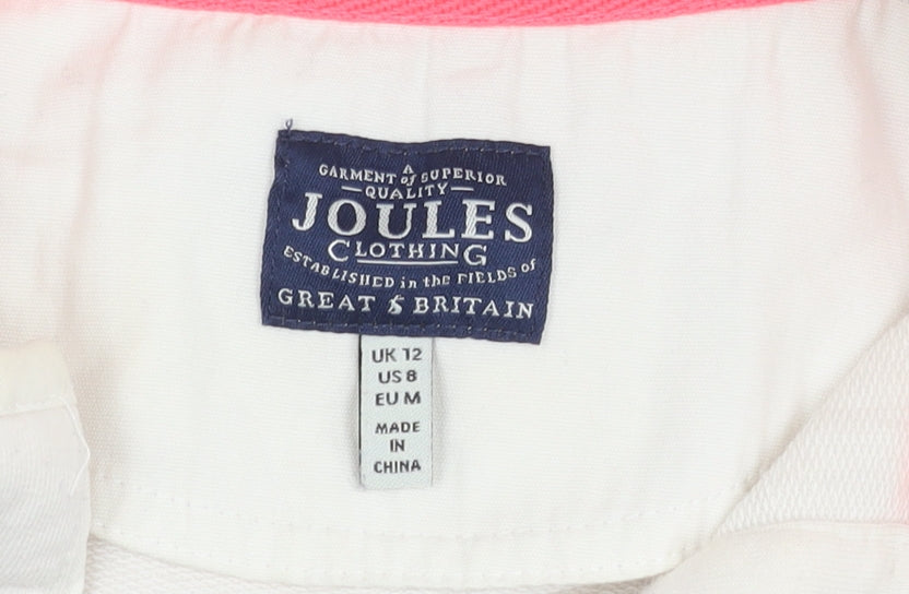 Joules Women's White Stripe Henley, Size 12