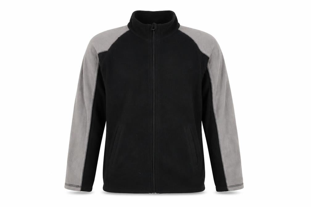 Front view of Mountain Warehouse boys’ black fleece jacket 13y, full zip