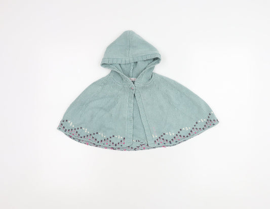 Fat Face Girls Blue Hooded Knit Cape S Excellent Condition