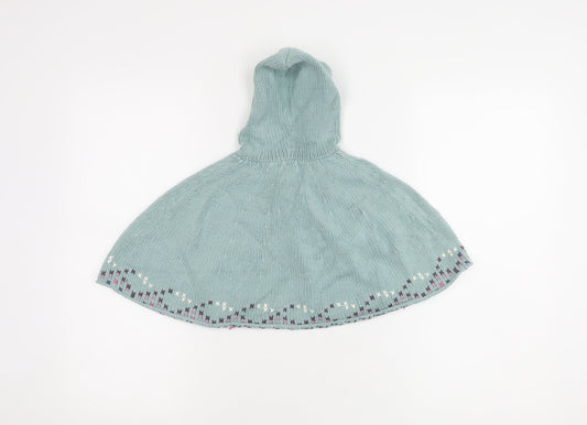 Fat Face Girls Blue Hooded Knit Cape S Excellent Condition