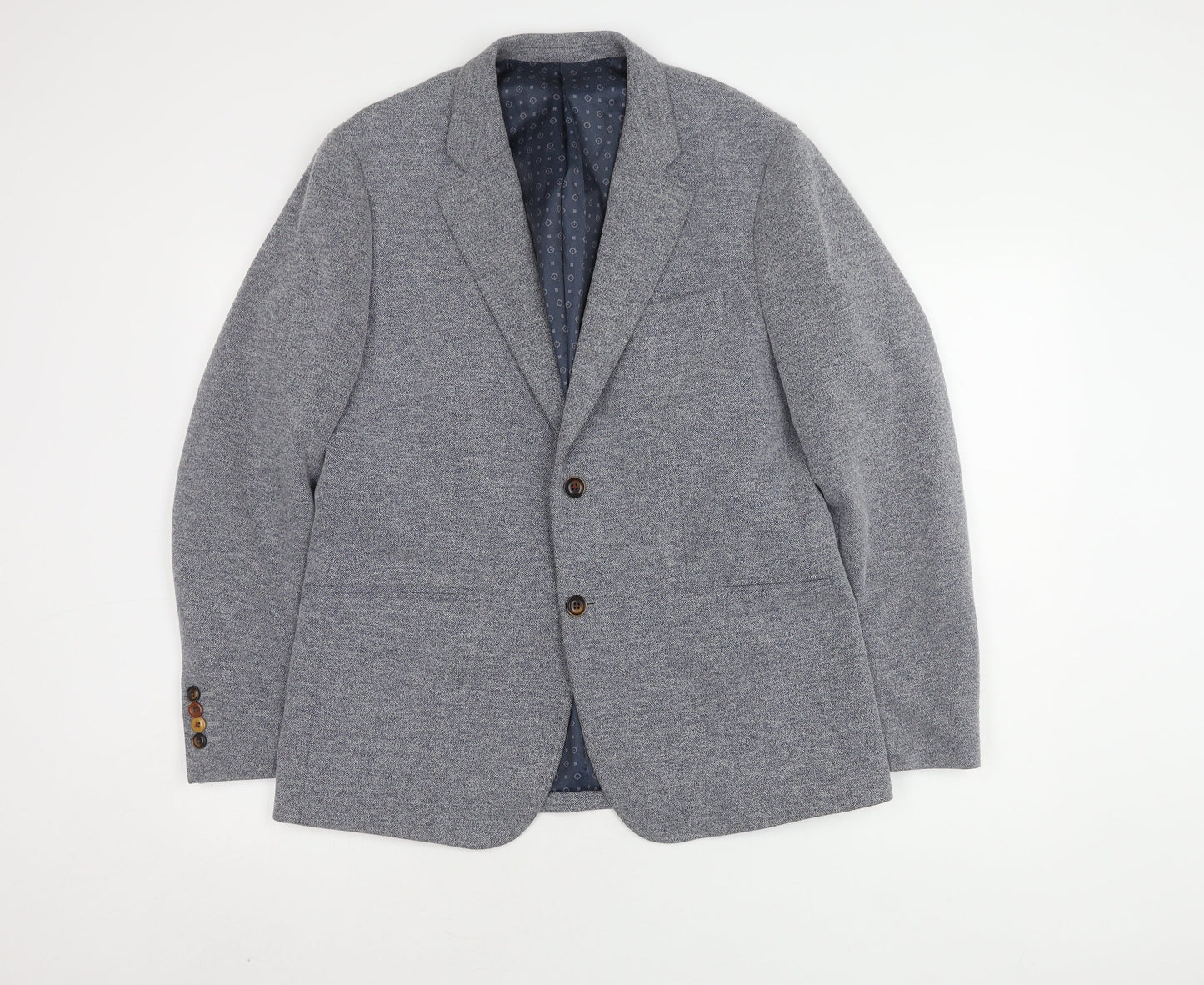 Jack & Jones Men's Grey Blazer, Size 50, Notch Lapel