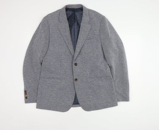 Jack & Jones Men's Grey Blazer, Size 50, Notch Lapel